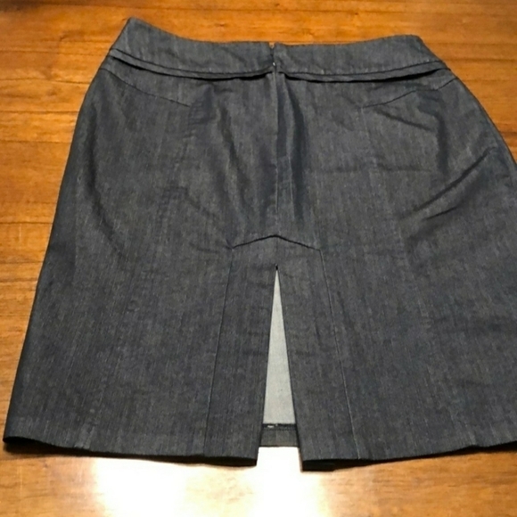 New York & Company Skirt Size 12 Navy Blue Career Office Back Slit Zip Up EUC - Picture 7 of 12